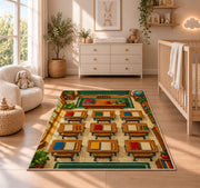 Classroom Desks Rug in a nursery beside a crib and dresser