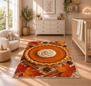 Pumpkin Pie Rug in a nursery beside a crib and dresser
