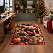Santa Hat Christmas Rug in a home office with holiday decor