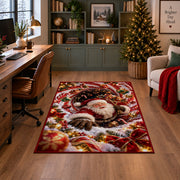 Santa Christmas Rug in a home office with holiday decor