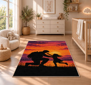Soldier Homecoming rug in a nursery beside a crib and dresser