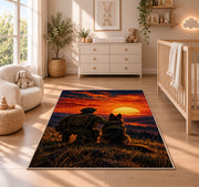 Soldier and K9 Partner rug in a nursery beside a crib and dresser
