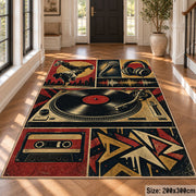 Vinyl Turntable Street Music area rug in rust, navy and cream, view 4