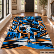 Breakdance Street Art area rug in electric blue, orange and black, view 4