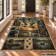 Hunter's Woodland Scene Collage area rug in muted green, tan and ochre, view 4