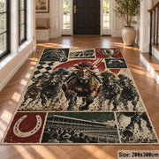 Horse Racing Trophy Collage area rug in cream, burgundy and charcoal, view 4