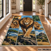 Walking Lion Landscape Panels area rug in gold, deep blue and green, view 4