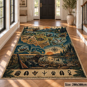 Wilderness Landscape Map area rug in muted blue, tan and green, view 4