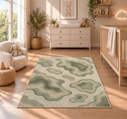 Organic Pebble Area Rug, Sage Green Abstract Stone Pattern Rug, Calm Modern Room Decor - Image 4