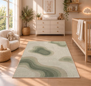 Abstract Pebble Area Rug, Sage Green Organic Shapes Rug, Soft Neutral Modern Room Decor - Image 4