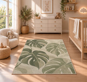 Monstera Leaf Area Rug, Sage Green Tropical Botanical Rug, Soft Neutral Room Decor - Image 4