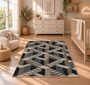 Impossible Staircase Area Rug, Gray Beige Geometric Illusion Rug, Modern Statement Decor - Image 4