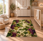 grapevine cluster rug in a nursery beside a crib and dresser