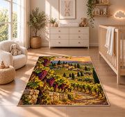 tuscany vineyard rug in a nursery beside a crib and dresser