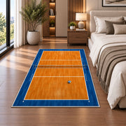 Volleyball Court Top View Rug in a bedroom beside the bed