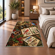 Birdwatching Gear Rug in a bedroom beside the bed