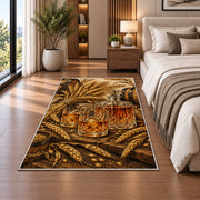 Barley and Whiskey Rug in a bedroom beside the bed
