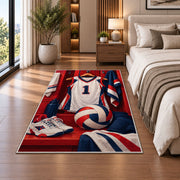 Volleyball Locker Jersey Rug in a bedroom beside the bed