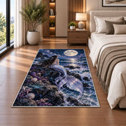 Mermaid Under the Moon Rug in a bedroom beside the bed