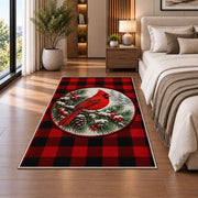 Cardinal Buffalo Check Rug in a bedroom beside the bed