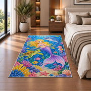 Mermaid and Ocean Friends Rug in a bedroom beside the bed