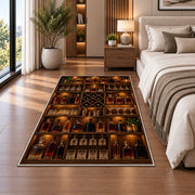 Home Bar Shelf Rug in a bedroom beside the bed