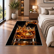 Pouring Whiskey Rug in a bedroom beside the bed