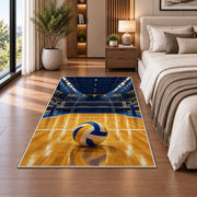 Indoor Volleyball Arena Rug in a bedroom beside the bed