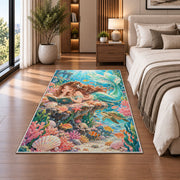 Mermaid Reading a Book Rug in a bedroom beside the bed
