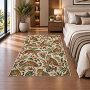 Leopard Pattern with Hibiscus Rug in a bedroom beside the bed