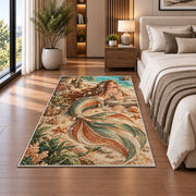 Boho Mermaid Rug in a bedroom beside the bed