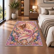 Mermaid in Seashell Frame Rug in a bedroom beside the bed