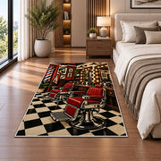 barbershop interior rug in a bedroom beside the bed