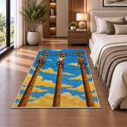 linemen crew on poles rug in a bedroom beside the bed