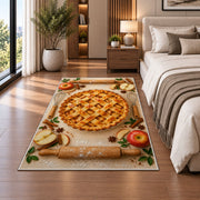 Apple pie with rolling pins rug in a bedroom beside the bed