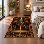Ballerina in spotlight rug in a bedroom beside the bed