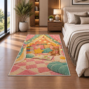 Kids Reading Tent rug in a bedroom beside the bed