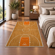 Basketball Court Top View rug in a bedroom beside the bed