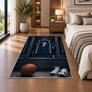 Locker Room Jersey Number 7 rug in a bedroom beside the bed