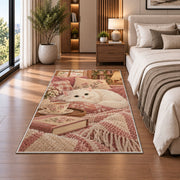 White Cat and Tea rug in a bedroom beside the bed