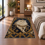 Royal Persian Cat Portrait rug in a bedroom beside the bed
