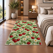 Cherry and Daisy Rug in a bedroom beside the bed