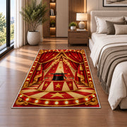Circus Stage Rug in a bedroom beside the bed
