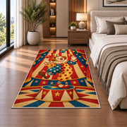 Vintage Clown Rug in a bedroom beside the bed