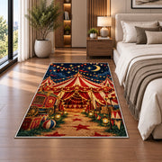 Circus Tent at Night Rug in a bedroom beside the bed