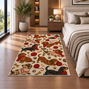 Dachshund Pattern Rug in a bedroom beside the bed