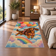 Dachshund Balloons Rug in a bedroom beside the bed