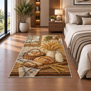 Farmhouse Kitchen Table rug in a bedroom beside the bed