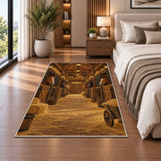 Horse Stable Barn Interior rug in a bedroom beside the bed