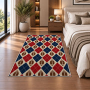 Football Argyle rug in a bedroom beside the bed